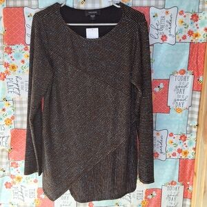 NWT KAREN KANE PINSTRIPE LONG SLEEVE EVENING TOP